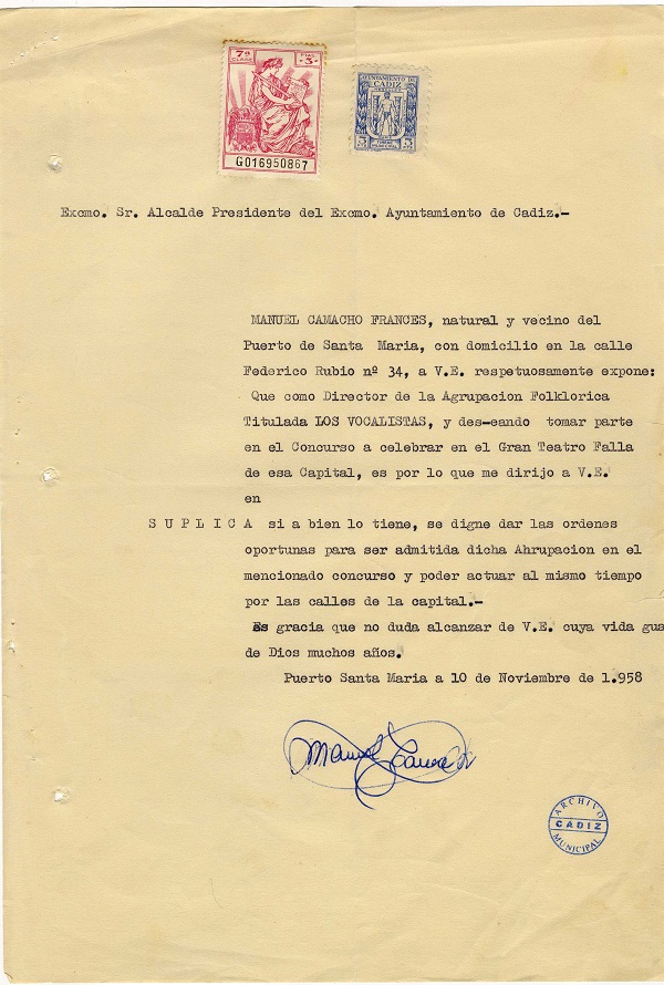 Inscripción de Los Vocalistas