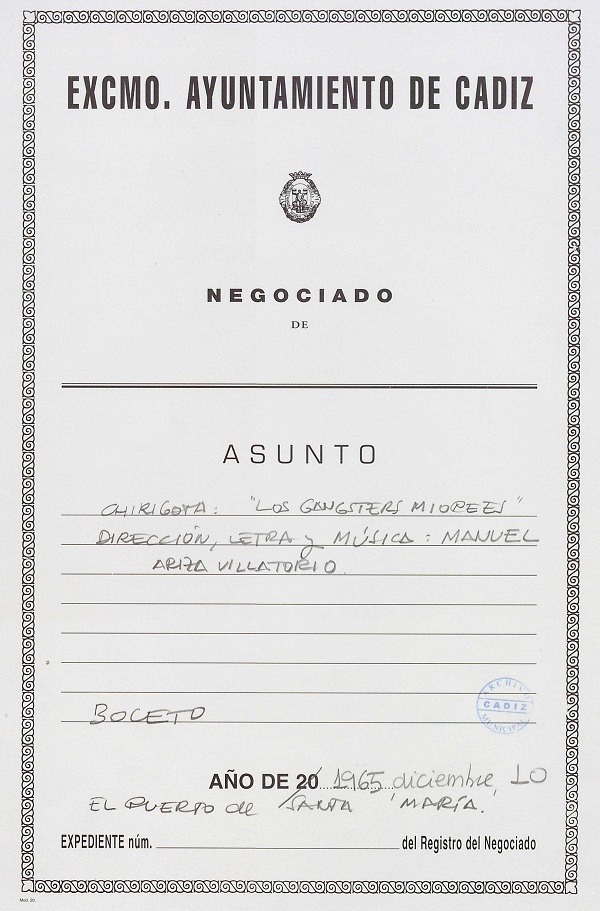 Los Gánster Miopes - Carpeta de Inscripción
