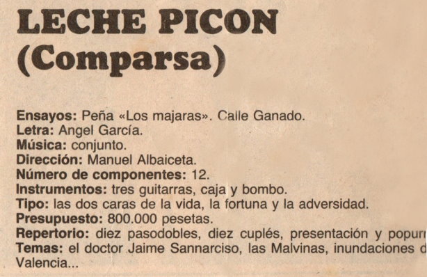 Leche y Picón - Datos