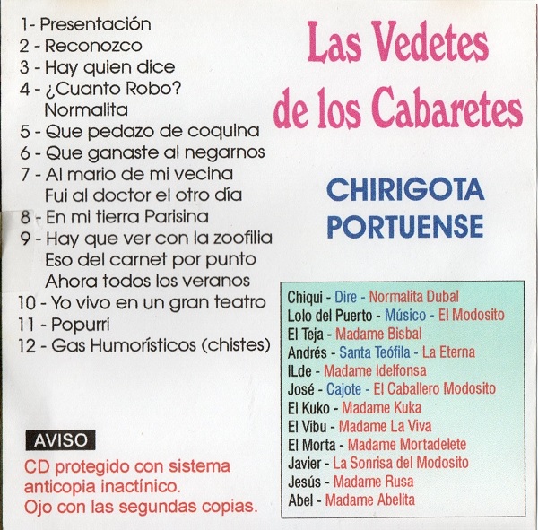 Las Vedetes de los Cabaretes - Contraportada CD