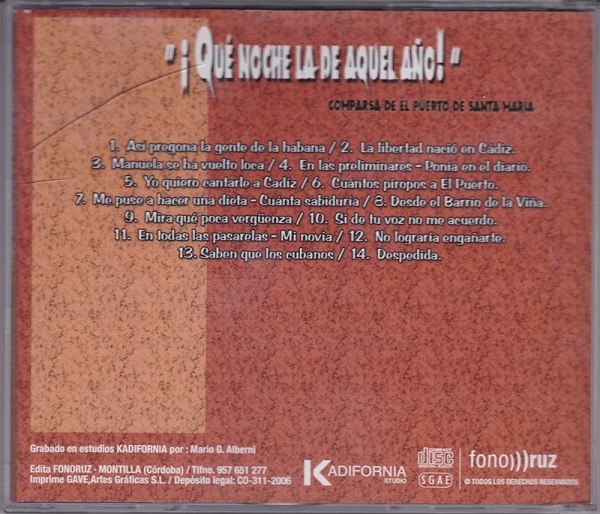 ¡Qué noche la de aquel año! - Contra - Portada
