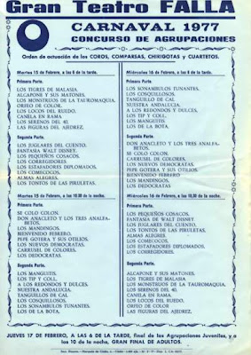 Orden de Actuación del COAC del Gran Teatro Falla