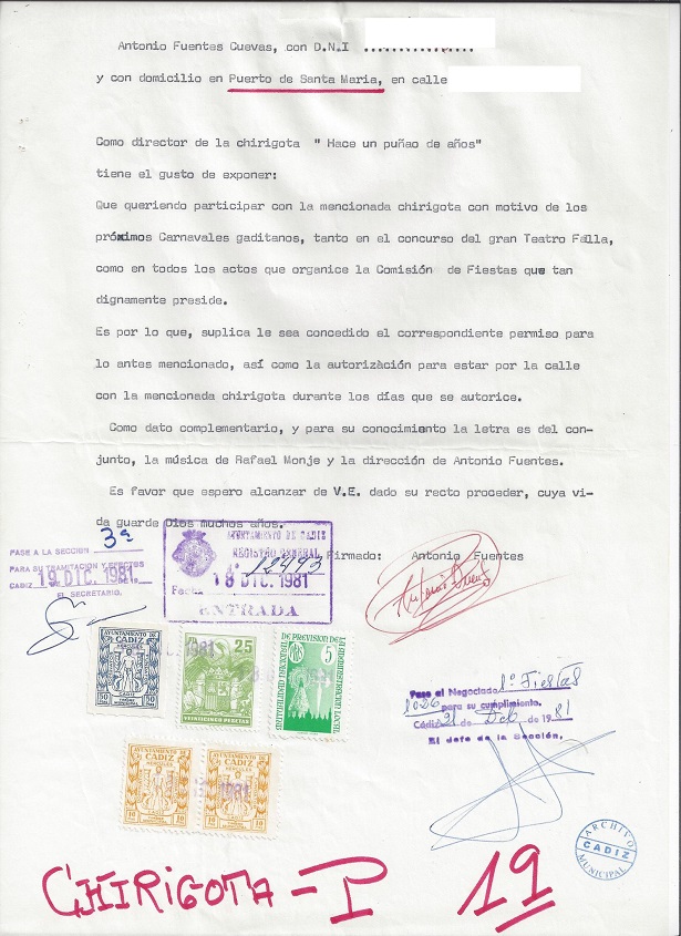 Hace un puñao año - Solicitud Concurso